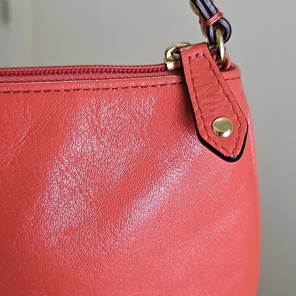 Coach Orange Smooth Leather Pleated Mini Bag/Convertible Wristlet EUC - Picture 11 of 16